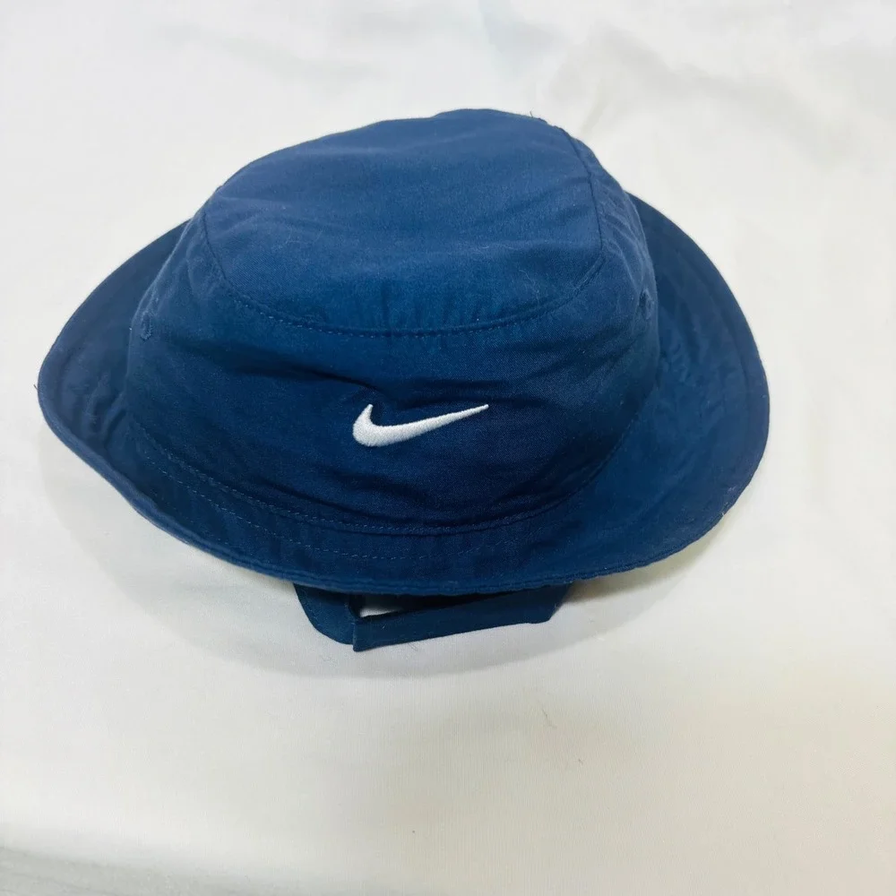 Nike Infant Sun Bucket Hat Navy Blue UPF 40+ Swoosh Chin Strap